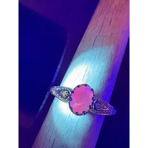 NEW grandidierite and zircon crown ring in rhodium over sterling silver size 8